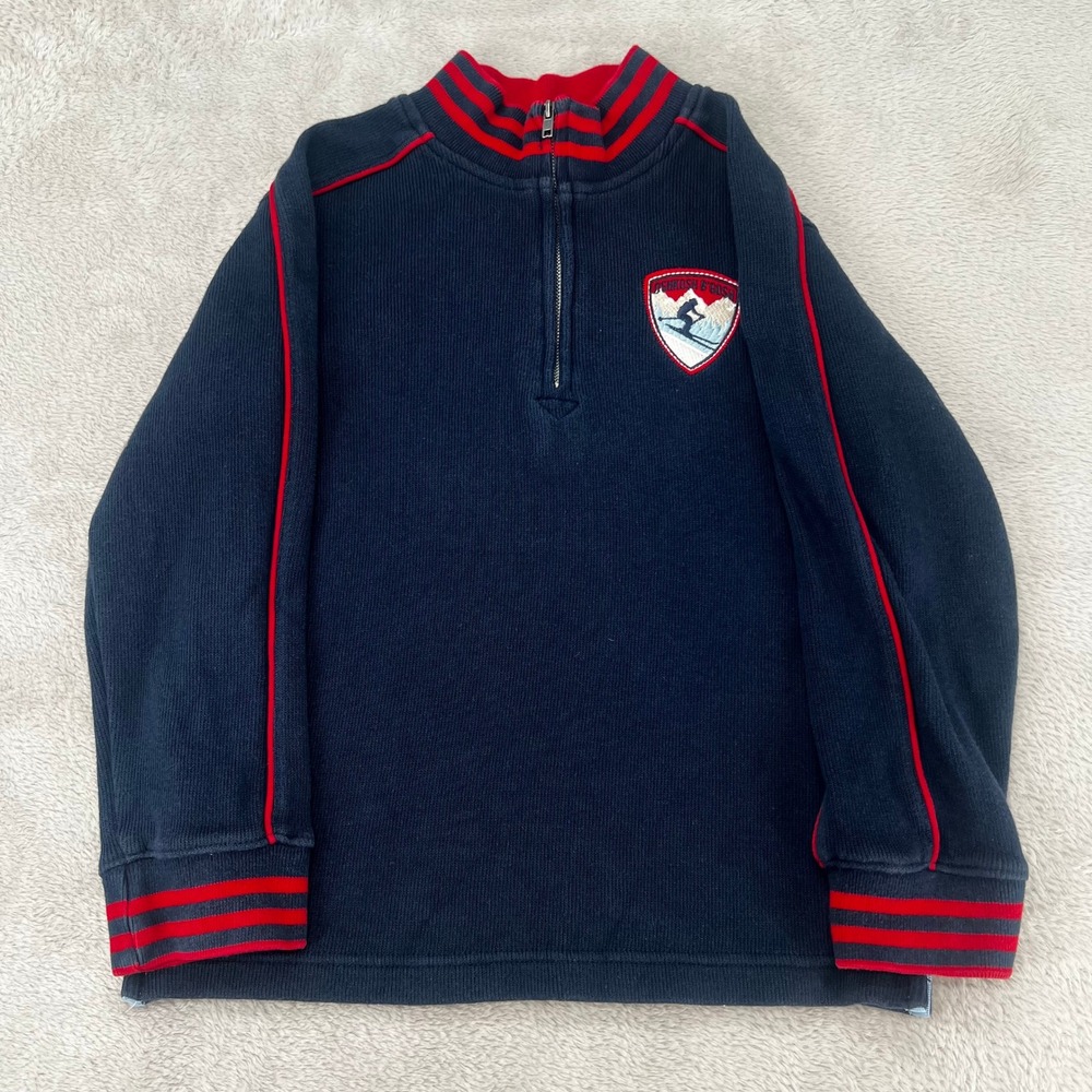 OshKosh B'gosh Kids 1/4 Zip Pullover Sweater Size S Blue Preowned Ski Patch 18